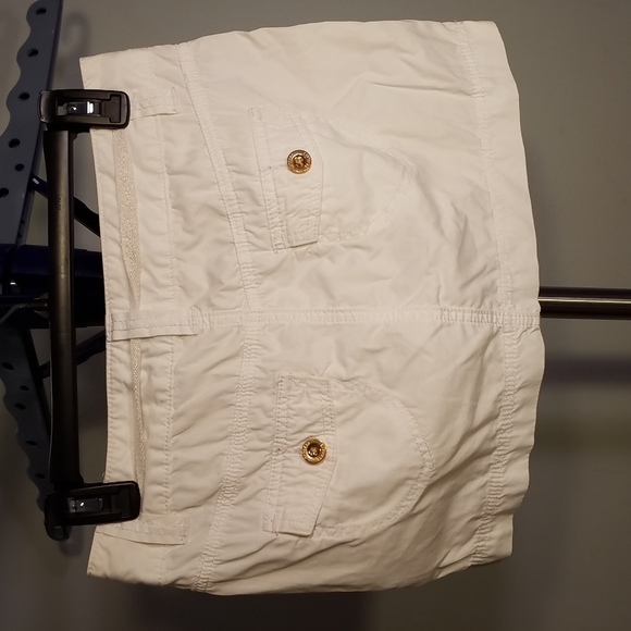 EXPRESS SKIRT Gold Embroidery Roses Sequins WHITE 4 pocket, ribbon tie Size 0 - Picture 7 of 14